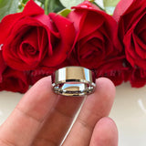 6mm 8mm Tungsten Carbide Rings Polished Beveled Edges Wedding Bands