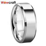 6mm 8mm Tungsten Carbide Rings Polished Beveled Edges Wedding Bands