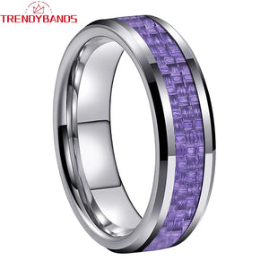 8mm Tungsten Engagement Ring with Purple Carbon Fiber Inlay
