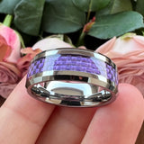 8mm Tungsten Engagement Ring with Purple Carbon Fiber Inlay
