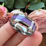 8mm Tungsten Engagement Ring with Purple Carbon Fiber Inlay