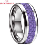 8mm Tungsten Engagement Ring with Purple Carbon Fiber Inlay