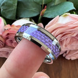 8mm Tungsten Engagement Ring with Purple Carbon Fiber Inlay