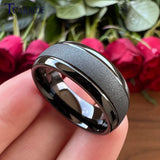 Multicolor Sandblast Ring Tungsten Wedding Band Grooved Polished