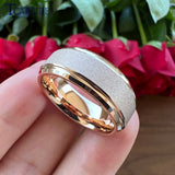 Multicolor Sandblast Ring Tungsten Wedding Band Grooved Polished