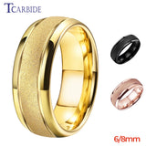 Multicolor Sandblast Ring Tungsten Wedding Band Grooved Polished