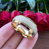 Multicolor Sandblast Ring Tungsten Wedding Band Grooved Polished