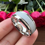 Multicolor Sandblast Ring Tungsten Wedding Band Grooved Polished