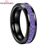 6mm 8mm Purple Carbon Fiber Inlay Tungsten Ring