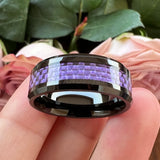 6mm 8mm Purple Carbon Fiber Inlay Tungsten Ring