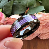 6mm 8mm Purple Carbon Fiber Inlay Tungsten Ring