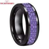6mm 8mm Purple Carbon Fiber Inlay Tungsten Ring
