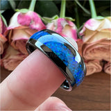 6mm 8mm Tungsten Opal Inlay Wedding Band