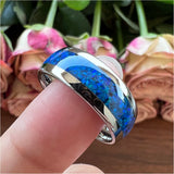 6mm 8mm Tungsten Opal Inlay Wedding Band