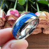 6mm 8mm Tungsten Opal Inlay Wedding Band