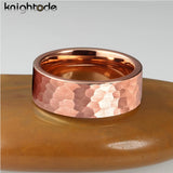 6mm 8mm Rose Wedding Band Tungsten Carbide Hammer Rings Men Women