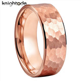 6mm 8mm Rose Wedding Band Tungsten Carbide Hammer Rings Men Women