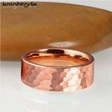 6mm 8mm Rose Wedding Band Tungsten Carbide Hammer Rings Men Women