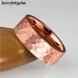 6mm 8mm Rose Wedding Band Tungsten Carbide Hammer Rings Men Women