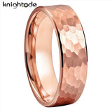 6mm 8mm Rose Wedding Band Tungsten Carbide Hammer Rings Men Women