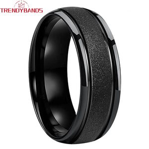 Sandblasted Tungsten Carbide Engagement Ring Wedding Band Men Women Comfort Fit