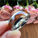 6mm 8mm Tungsten Couple Rings Wood Inlay Wedding Band