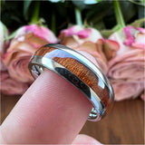 6mm 8mm Tungsten Couple Rings Wood Inlay Wedding Band
