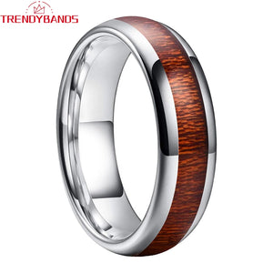 6mm 8mm Tungsten Couple Rings Wood Inlay Wedding Band