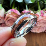 6mm 8mm Tungsten Couple Rings Wood Inlay Wedding Band
