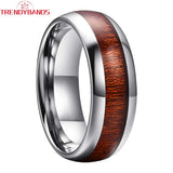 6mm 8mm Tungsten Couple Rings Wood Inlay Wedding Band