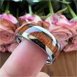 6mm 8mm Tungsten Couple Rings Wood Inlay Wedding Band