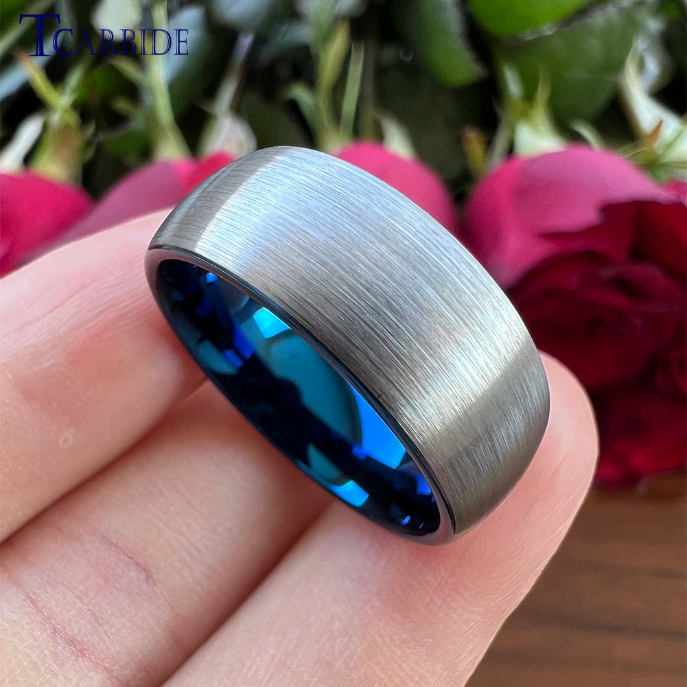 6mm 8mm Tungsten Engagement Ring Domed Brushed Multicolor Jewelry Accessories