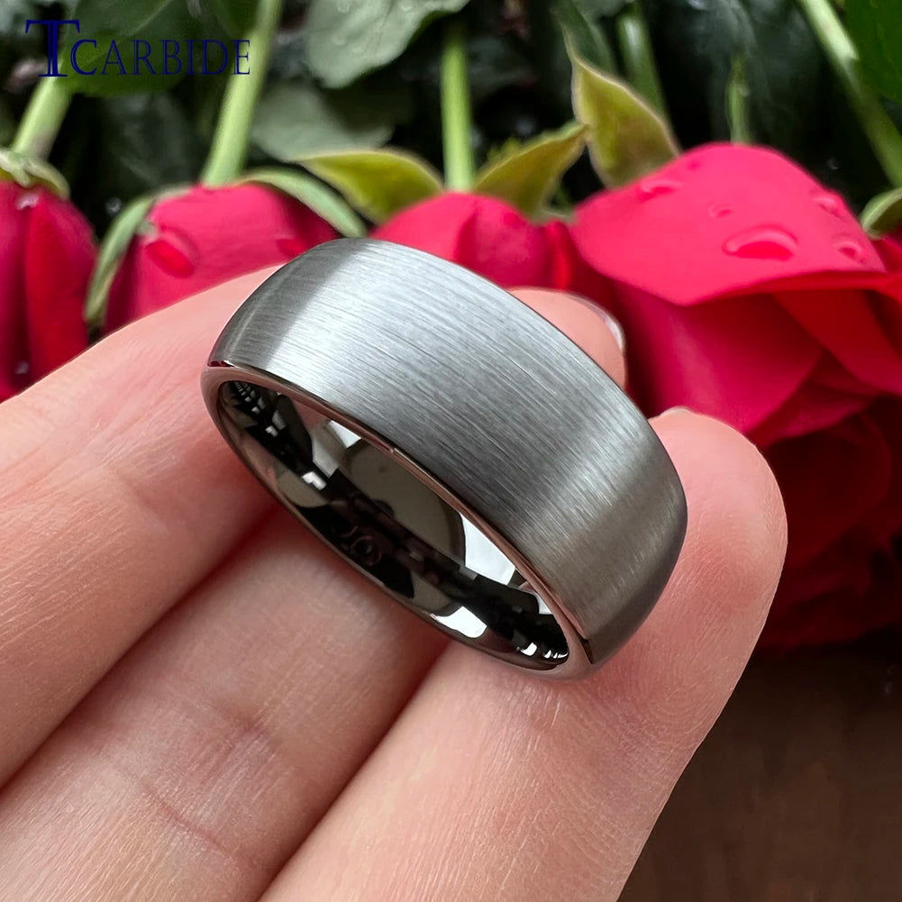 6mm 8mm Tungsten Engagement Ring Domed Brushed Multicolor Jewelry Accessories