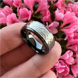 6mm 8mm Tungsten Carbide Wedding Band Set Hammer Ring