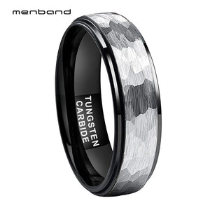 6mm 8mm Tungsten Carbide Wedding Band Set Hammer Ring