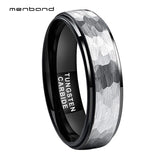 6mm 8mm Tungsten Carbide Wedding Band Set Hammer Ring
