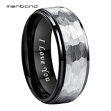 6mm 8mm Tungsten Carbide Wedding Band Set Hammer Ring