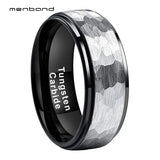 6mm 8mm Tungsten Carbide Wedding Band Set Hammer Ring