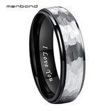 6mm 8mm Tungsten Carbide Wedding Band Set Hammer Ring