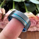 6mm 8mm Rose Tungsten Wedding Bands Double Grooved Comfort Fit
