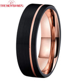 6mm 8mm Rose Tungsten Wedding Bands Double Grooved Comfort Fit