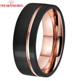 6mm 8mm Rose Tungsten Wedding Bands Double Grooved Comfort Fit
