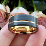 6mm 8mm Rose Tungsten Wedding Bands Double Grooved Comfort Fit