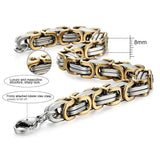 6mm/8mm Wide Byzantine Link Chain Bracelet for Men Women Water Resistant