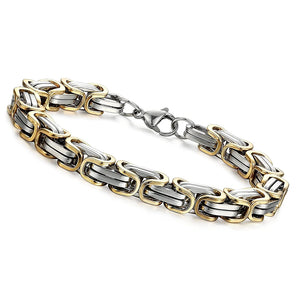 6mm/8mm Wide Byzantine Link Chain Bracelet for Men Women Water Resistant