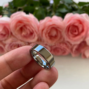 6mm 8mm Tungsten Carbide Ring Wedding Band Flat Polished