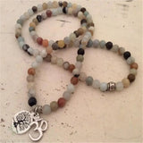 6mm Amazonite OM Tree Pendant 108 Beads Necklace