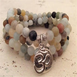 6mm Amazonite OM Tree Pendant 108 Beads Necklace