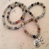 6mm Amazonite OM Tree Pendant 108 Beads Necklace