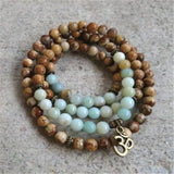 6mm Amazonite Picture Stone 108 Beads Necklace Chakra Healing Yoga